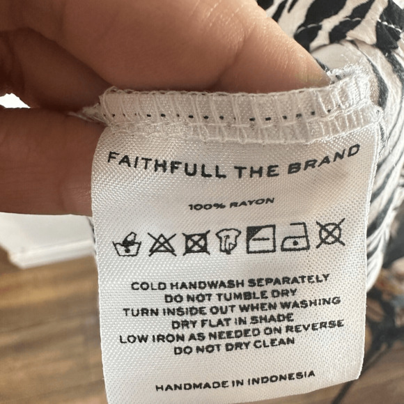 Faithfull The Brand Marie Louise Midi Dress Blance Zebra Animal Print Size US 2 - Picture 16 of 16